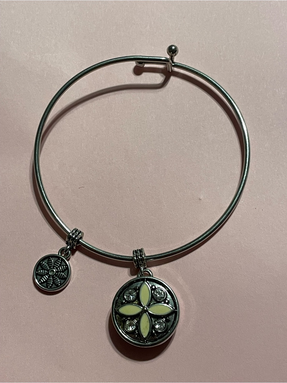 Ginger Snap Silver Tone Enamel Charm Bracelet #0169